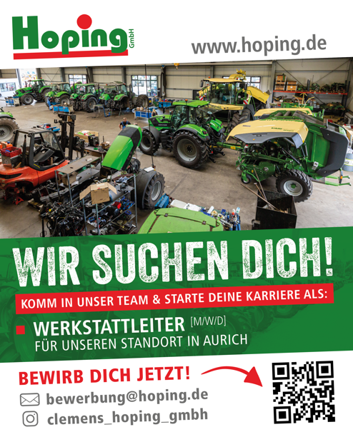 Stellenanzeige Werkstattleiter Aurich